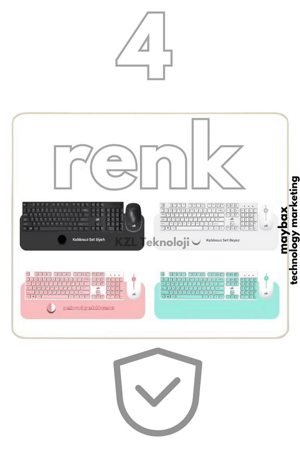 Ultra Slim Tv Pc Mobile Tablet Uyumlu Kablosuz Q Klavye Mouse Set Pembe 2.4 Ghz Wireless Set Numlock - 8