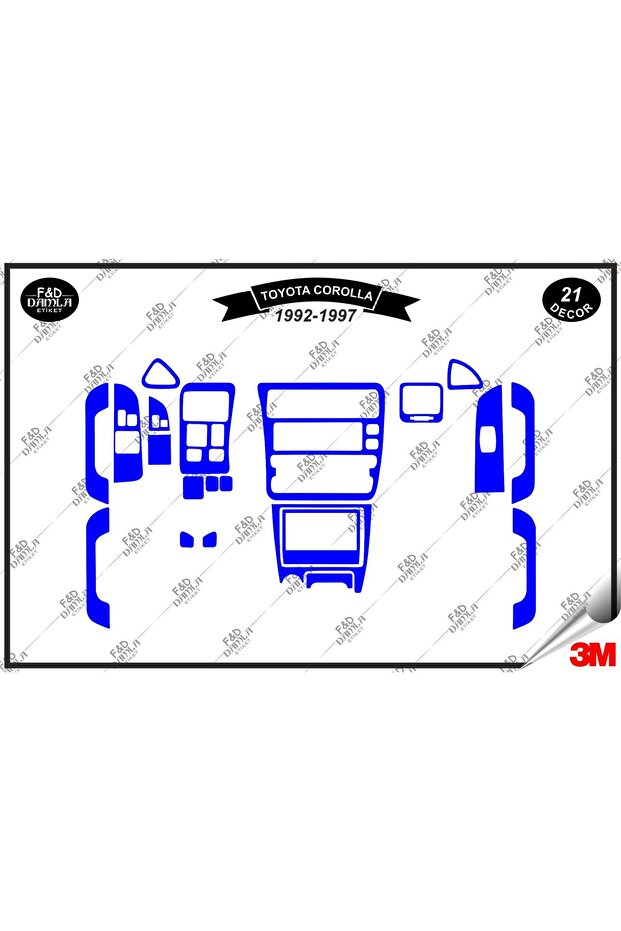 Toyota Corolla Legend Case 1992-1997 Dashboard Console Trim Chest Mahogany Finish Set 21 Pieces Blue