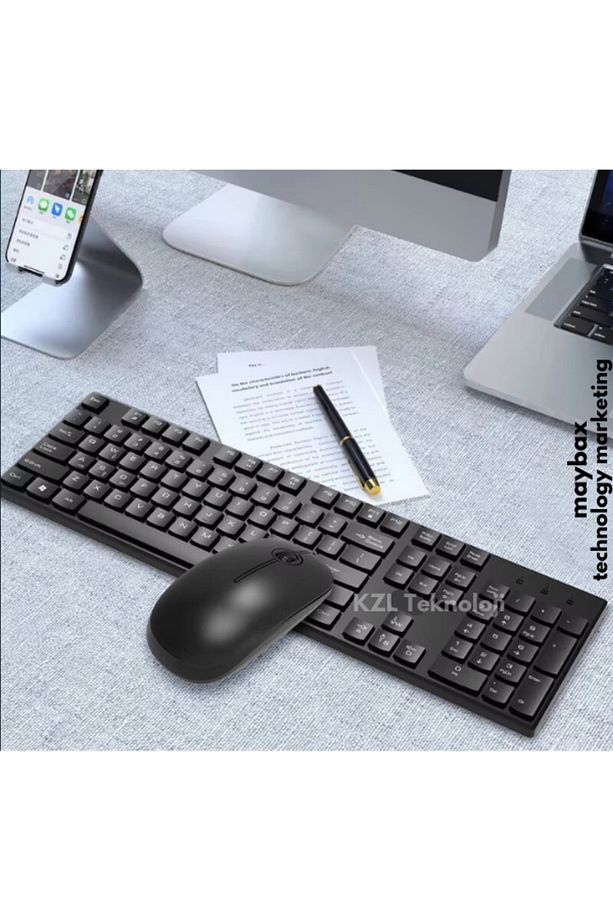 Ultra Slim Tv Pc Mobile Tablet Uyumlu Kablosuz Q Klavye Mouse Set Pembe 2.4 Ghz Wireless Set Numlock - 2