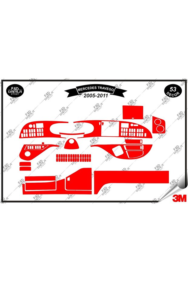 Mercedes Travego 2005-2011 Full Dashboard Console Trim Chest Mahogany Veneer Set 53 Pieces Red