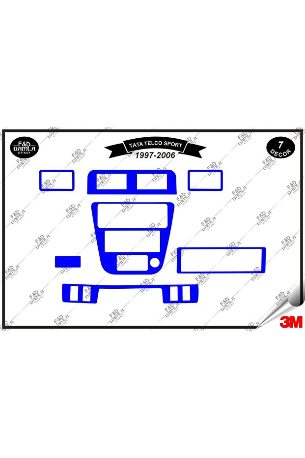 Tata Telco Sport 1997-2006 Dashboard Console Trim Chest Mahogany Finish Set 7 Pieces Blue