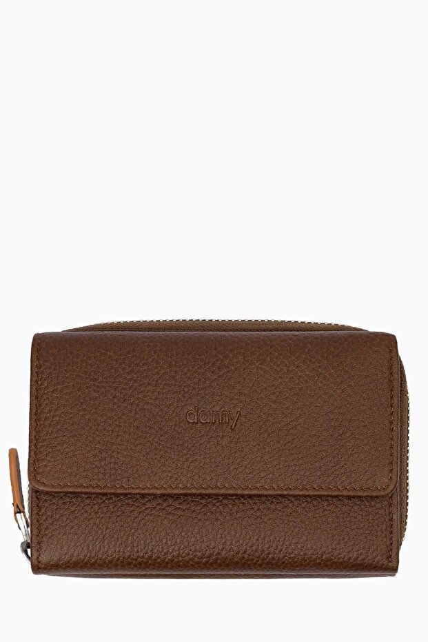 Genuine Leather Women's Wallet - Portfolio 925Mg - Tan