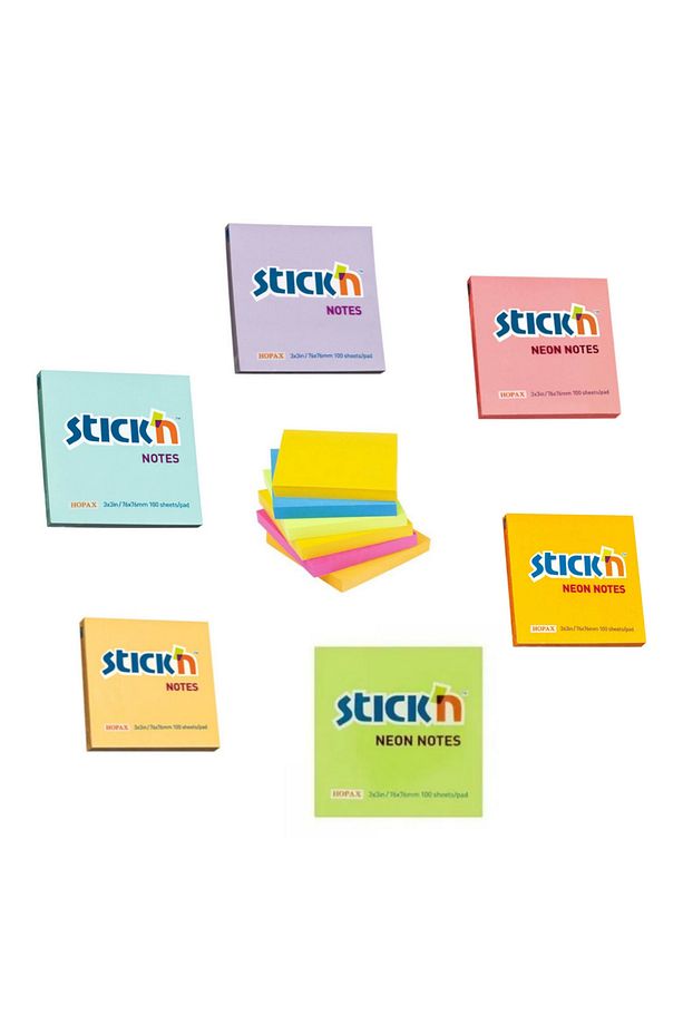 Stickn Yapışkanlı Not Kağıdı Post it 5 Adet 5 Farklı Renk - 1