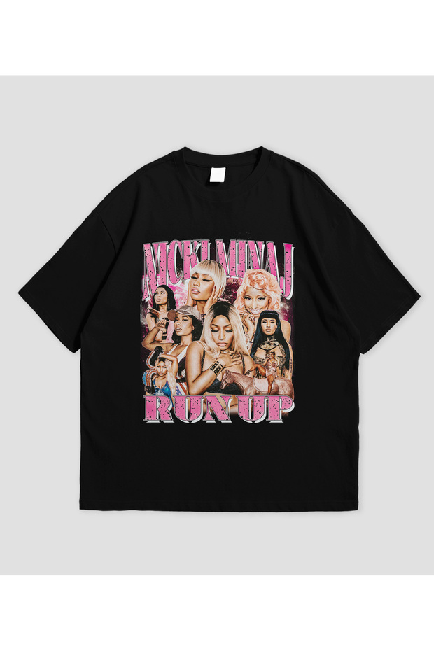 Nicki Minaj Retro Printed Black Oversize T-Shirt Unisex 100% Cotton Crew Neck T-Shirt