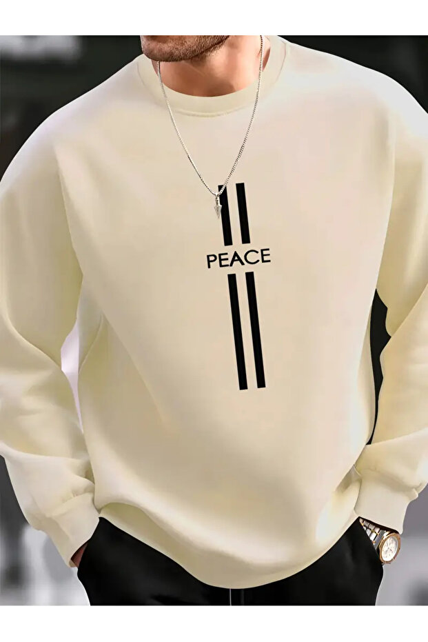 Peace Printed Unisex Oversize Crew Neck Sweatshirt