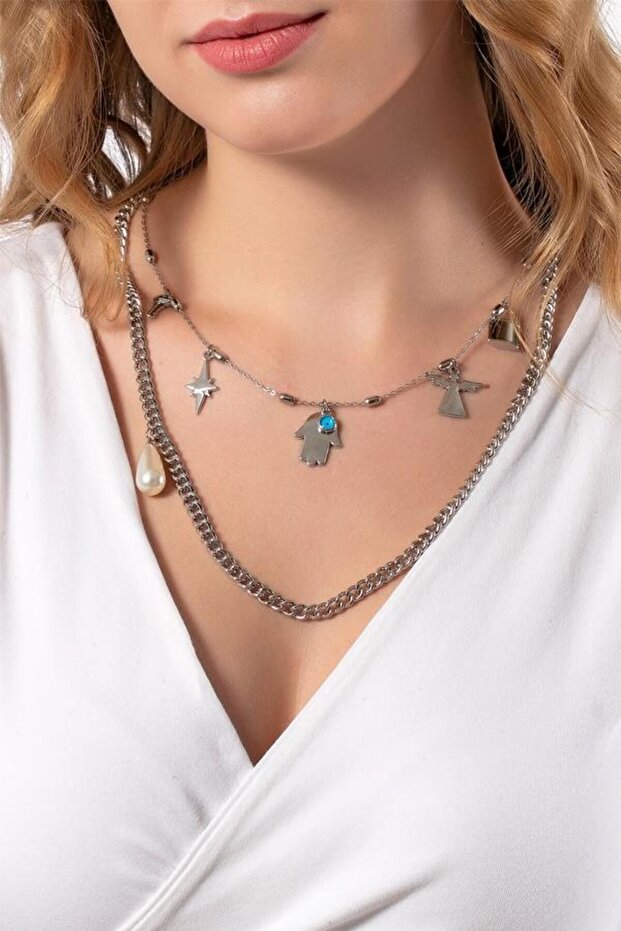 Figured Double Necklace Set - 4