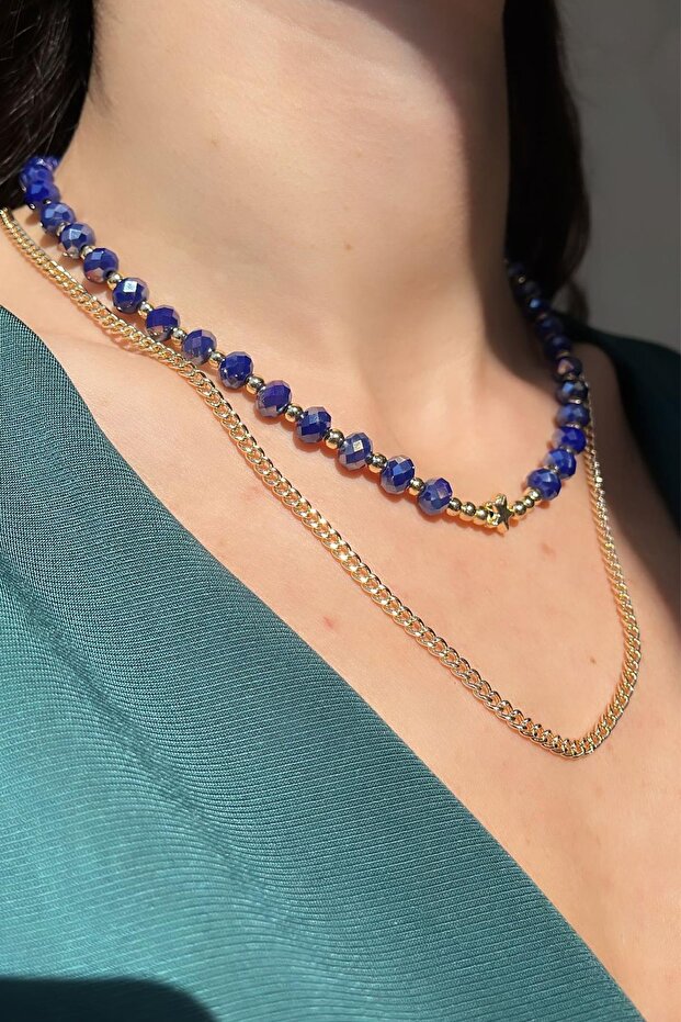 نجمة الشكل كريستال الخرزة قلادة مزدوجة - 1