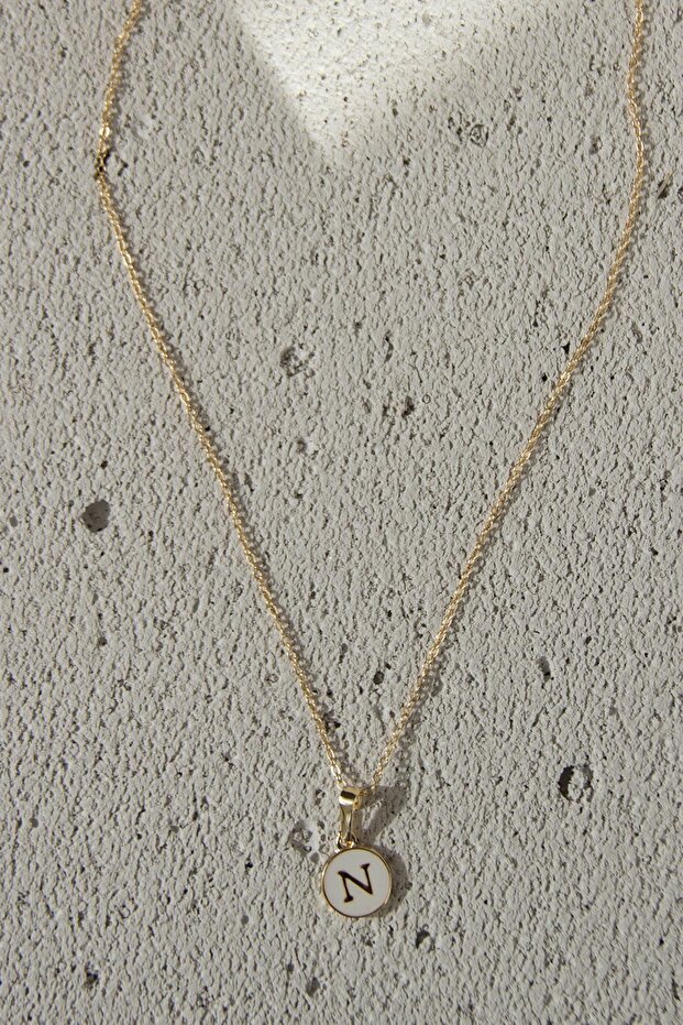 Gold Mineli N Harfi Kolye (45CM) - 4