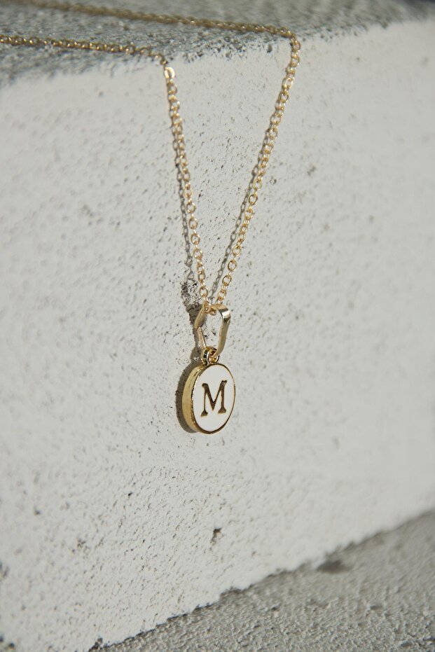 Gold Mineli Harf Kolye - 1