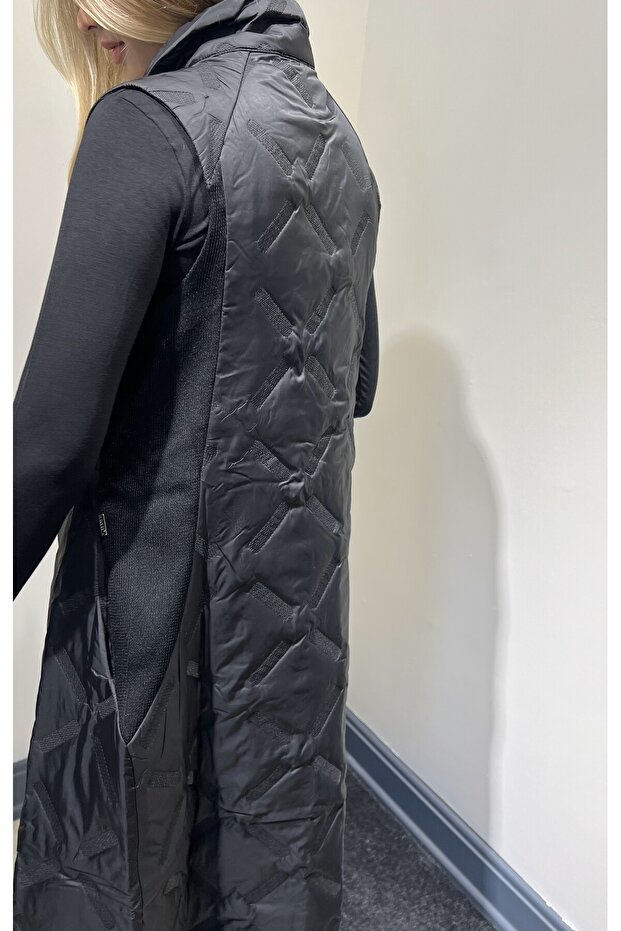 Triko Detaylı Kapitone Yelek - 2