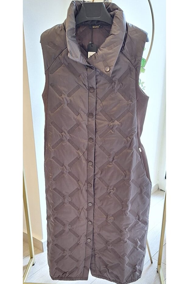 Triko Detaylı Kapitone Yelek - 7