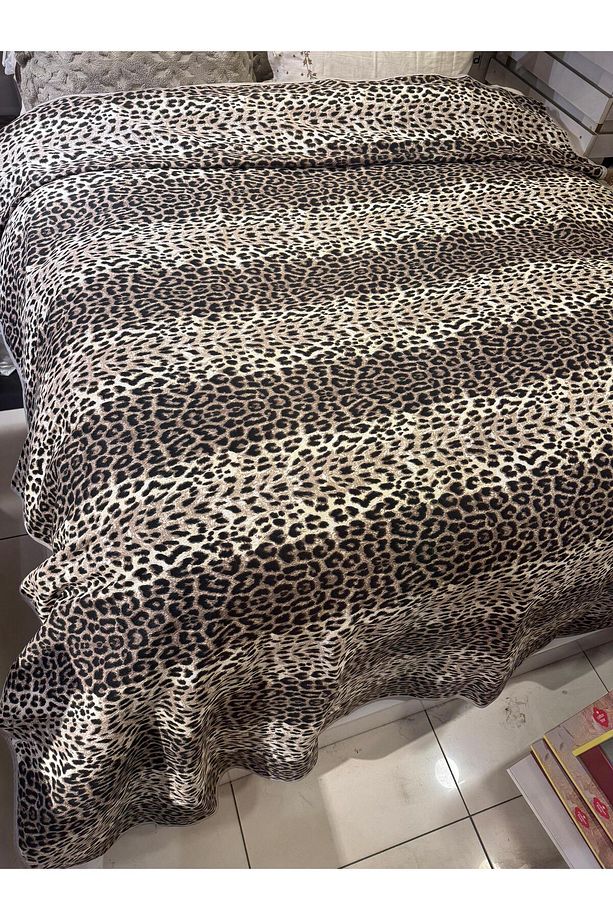 Leopar Desen Baskılı 150x240 Cm. Tek Kişilik Tek Pike - 3