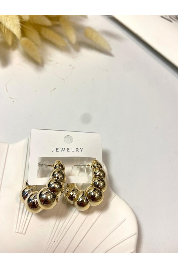 Çelik halka topçuklu gold küpe