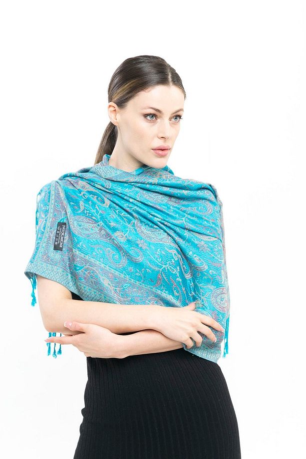 Pashmina Kaşmir Şal | Çivit Mavisi | %100 Kaşmir Yünü | 70x180 Cm - 5