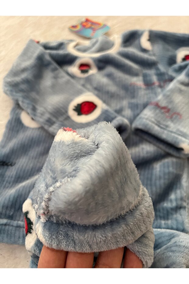 Unisex Çocuk Polar Pijama Takımı - 3