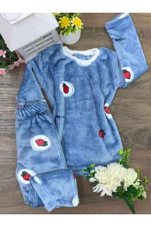 Unisex Çocuk Polar Pijama Takımı - 1