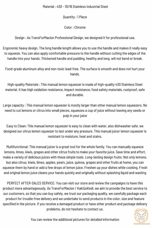 Limon Sıkacağı Paslanmaz Çelik 720784 - 8