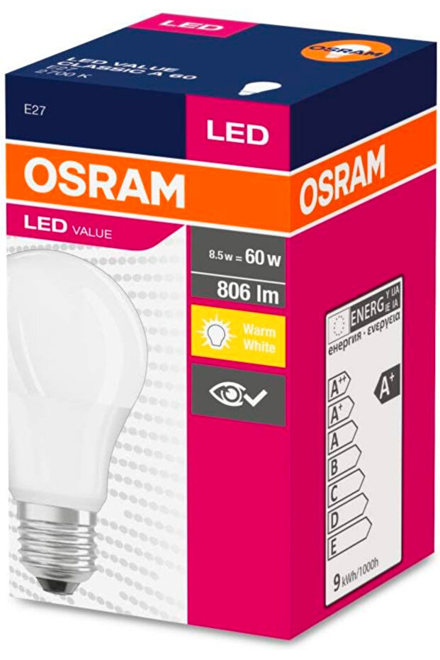 Led Ampul Value 8,5w 2700k Sarı Işık 806lm E27 - 1