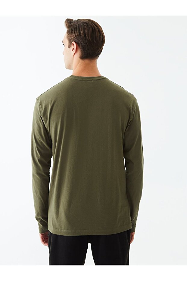 Bisiklet Yaka Basıc Yeşil Sweatshırt - 4