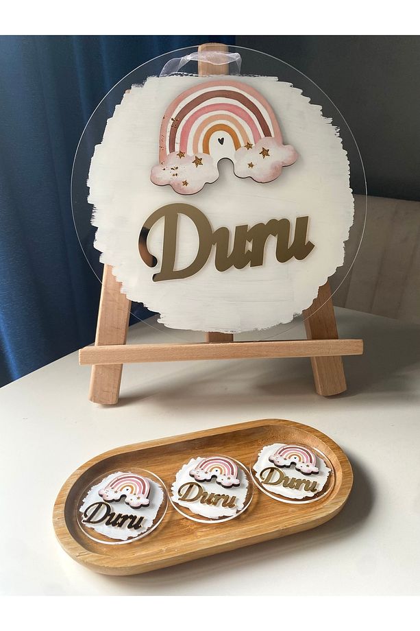 Pleksi Ahşap Figürlü Kapı Süsü ve 20 adet Magnet Seti - 1