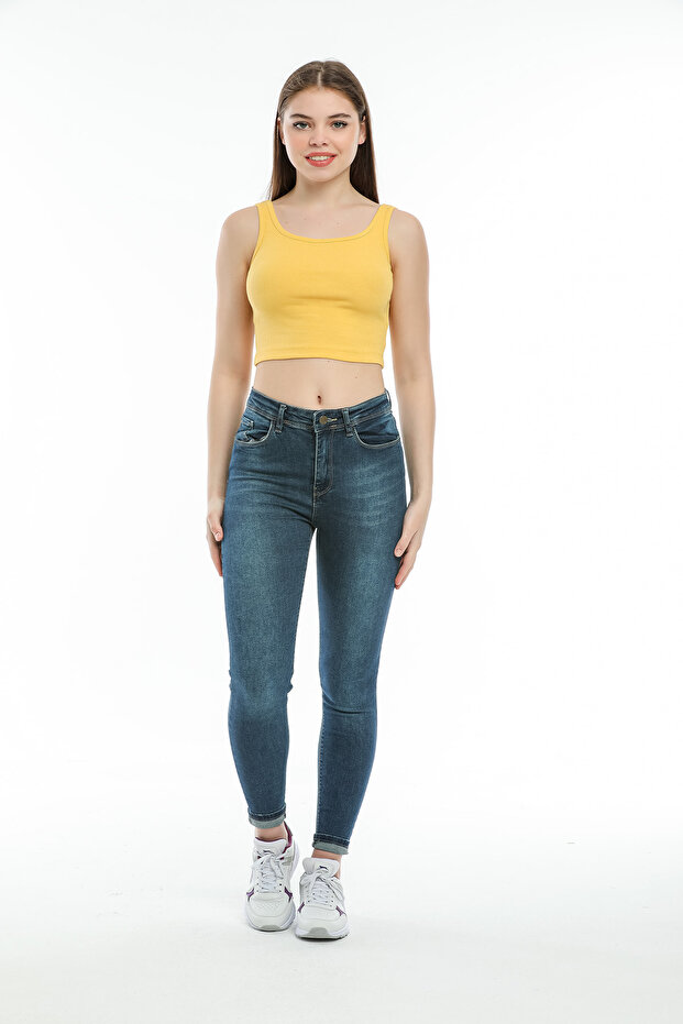 Süperlife Women's Crop Knitted Tank Top Spr21Y12