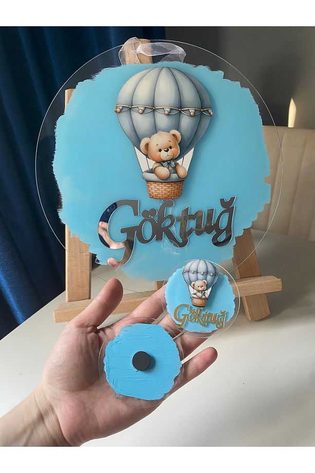 Pleksi Ahşap Figürlü Kapı Süsü Ve 20 Adet Magnet - 2