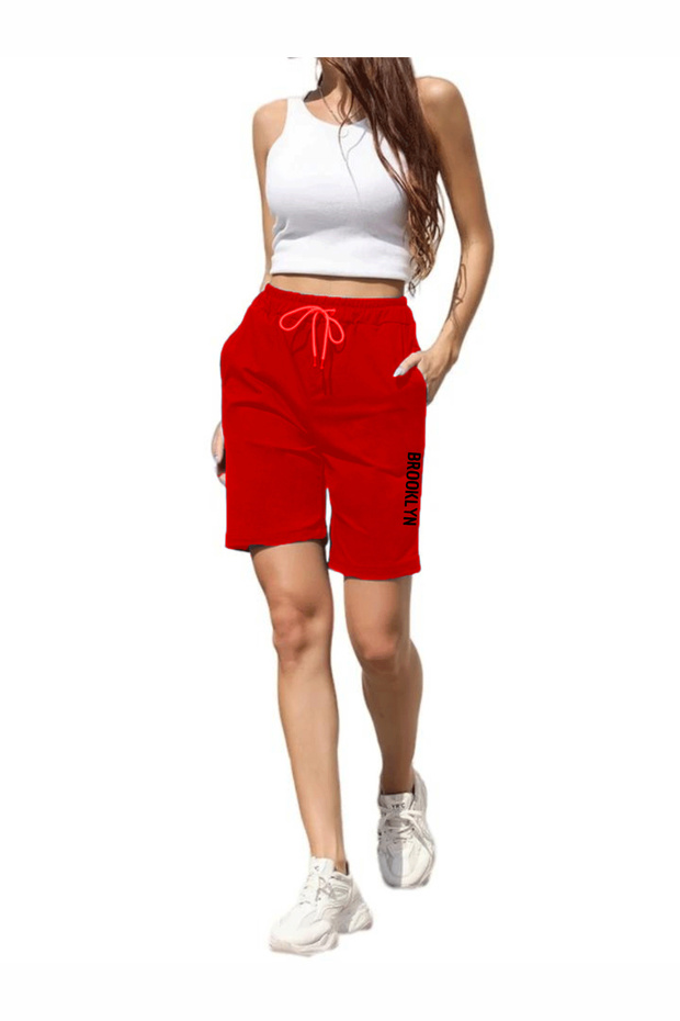 Women's Comfortable Fit Elastic Waist Pocket Printed Shorts SPR24SRK208