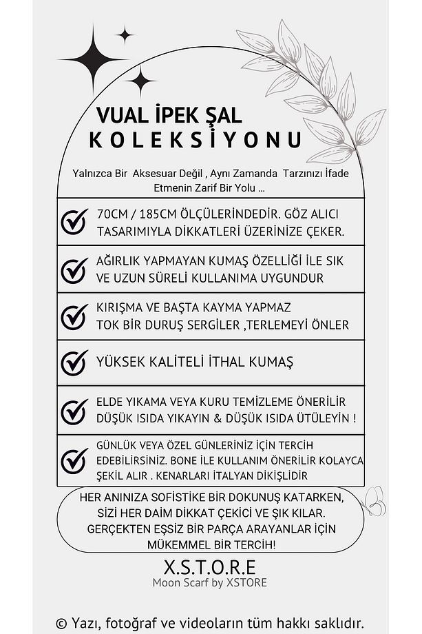 İPEK VUAL ŞAL , İTHAL KUMAŞ , YÜKSEK KALİTE & İTALYAN DİKİŞ - 8