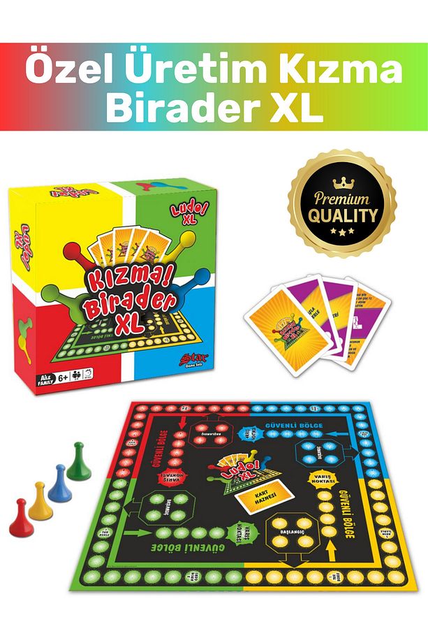 Özel Yüksek Kaliteli Yılbaşı Eğitici Zeka Geliştirici Strateji Oyunu 2-4 Kişilik XL Kızma Birader - 1