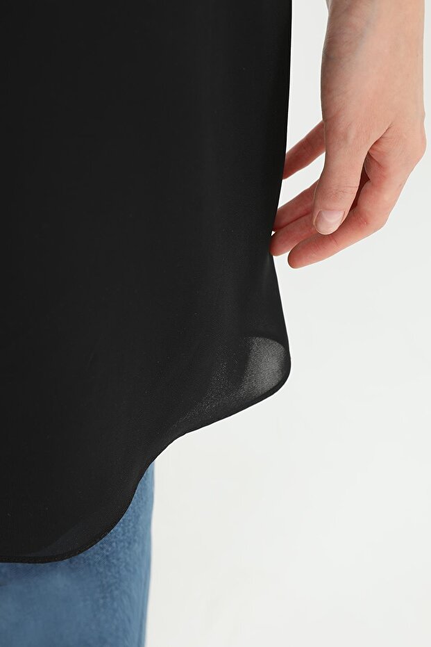 Kadın Basic Uzun T-Shirt -10271TUN - BLACK - 6