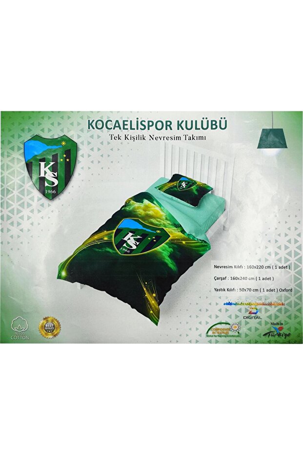 Kocaelispor Lisanslı Tek Kişilik Nevresim Takımı Yeşil - 1