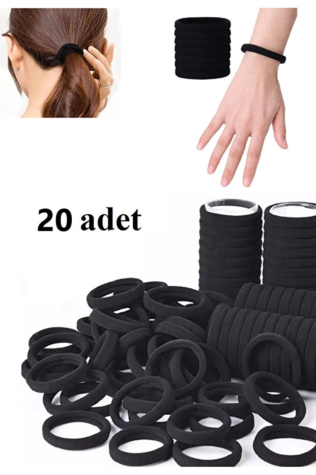 20 قطعة من مشبك المطاط المرن الأسود