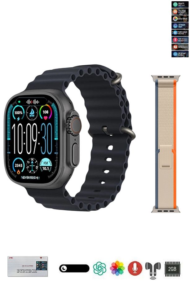 Hk10 Ultra 3 Max Akıllı Saat – 2.02” Amoled Ekran, Bluetooth Arama, Aı Asistan, Gps, 2gb Hafıza - 1