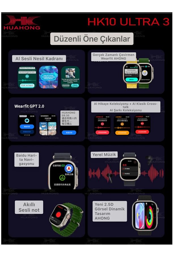 Hk10 Ultra 3 Max Akıllı Saat – 2.02” Amoled Ekran, Bluetooth Arama, Aı Asistan, Gps, 2gb Hafıza - 5