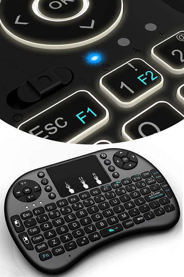 Türkçe Kablosuz Mini Klavye Lg Philips Samsung Vestel Tv Uyumlu Ledli Konsol Klavye Mouse - 4