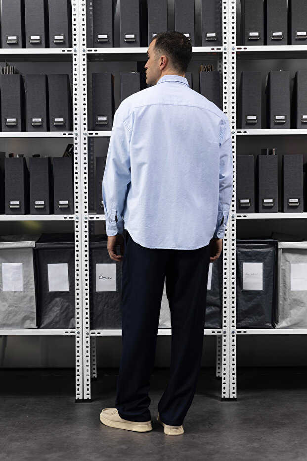 Basic Oxford Gömlek - Açık Mavi - 3