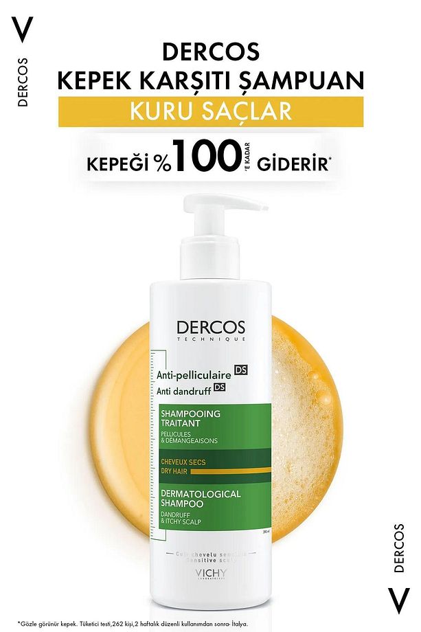 Dercos Anti-Dandruff Şampuan Kuru Saçlar için Kepek Karşıtı 390 ml 2 Adet - 2