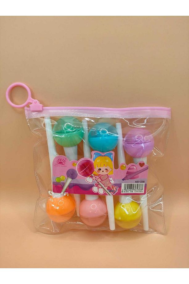 Lolipop 6 Renkli Keçeli Fosforlu Mini Kalem - 3