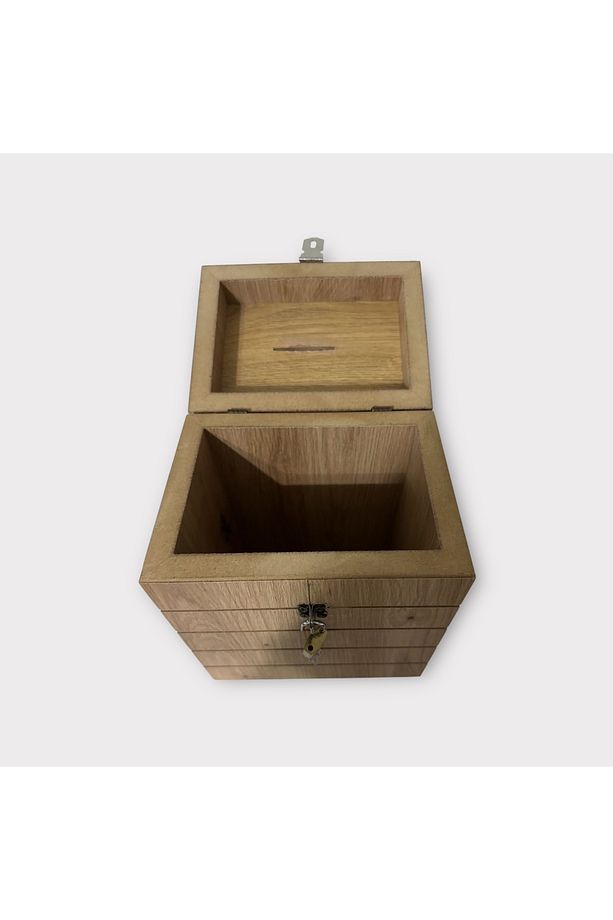 Ahşap Bahşiş Kutusu, Kilitli Tipbox, Sandık Tipi Dilek, Öneri Veya Şikayet Kutusu, Dekoratif Kumbara - 6