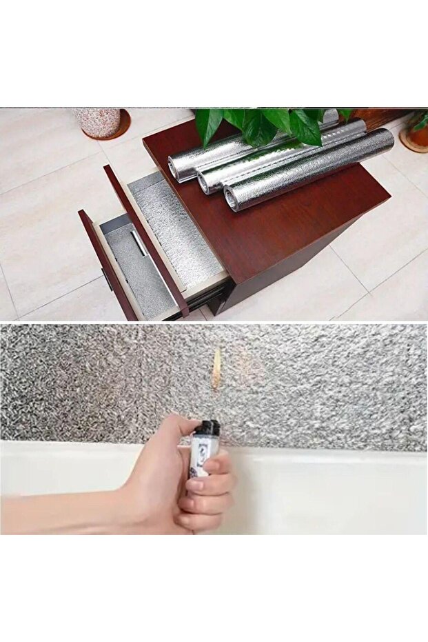 Alüminyum Folyo Duvar Kağıdı, Kendinden Yapışkanlı Raf İçi, Su Geçirmez Folyo 2 mt x 60 cm (784) - 5