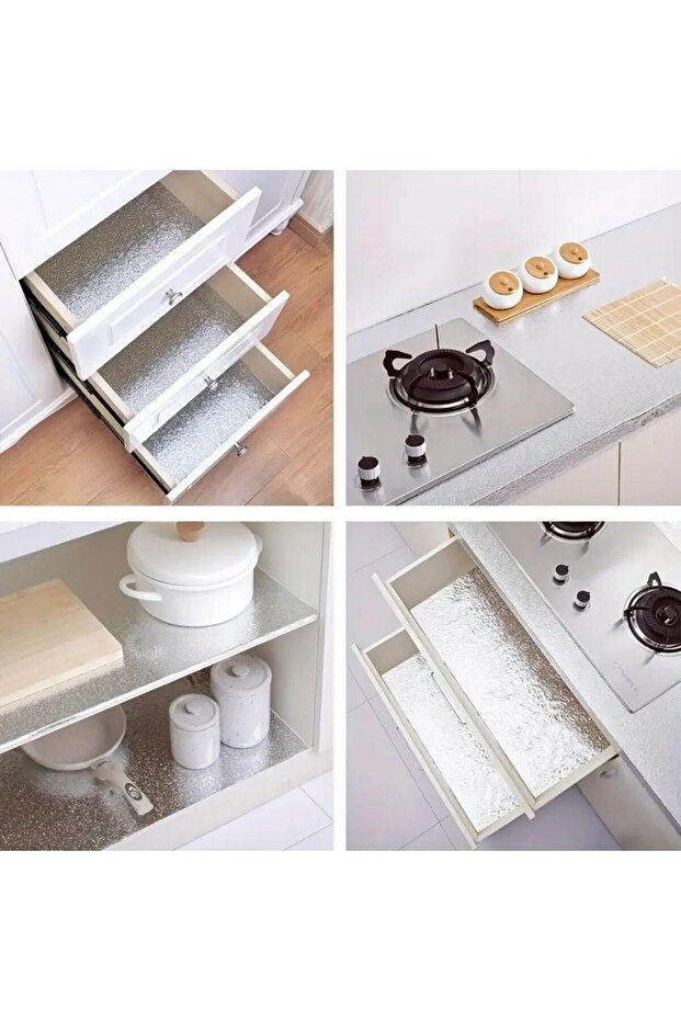 Alüminyum Folyo Duvar Kağıdı, Kendinden Yapışkanlı Raf İçi, Su Geçirmez Folyo 2 mt x 60 cm (784) - 4