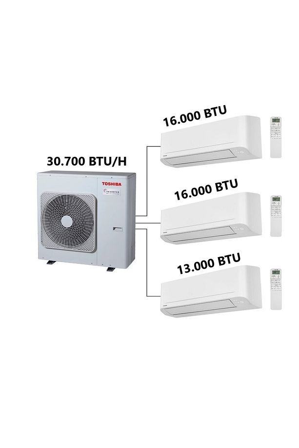 3m A+++ Multi Split Inverter Klima 1 Dış + 3 Iç Ünite (12.000+16.000+16.000 Btu) - 1