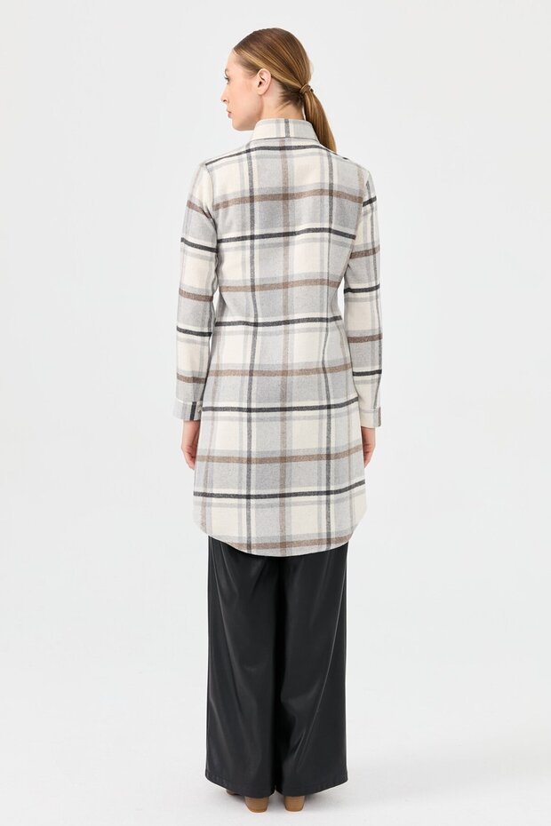 Ekose Desenli Country Tunik  Ekru - 7