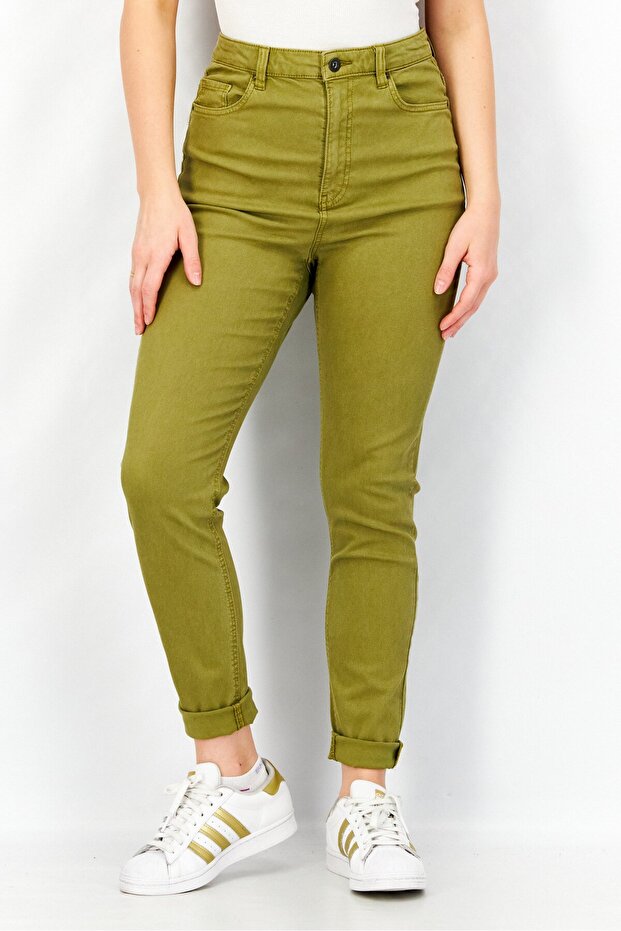Women Skinny Fit Solid Stretchable Denim Jeans, Olive