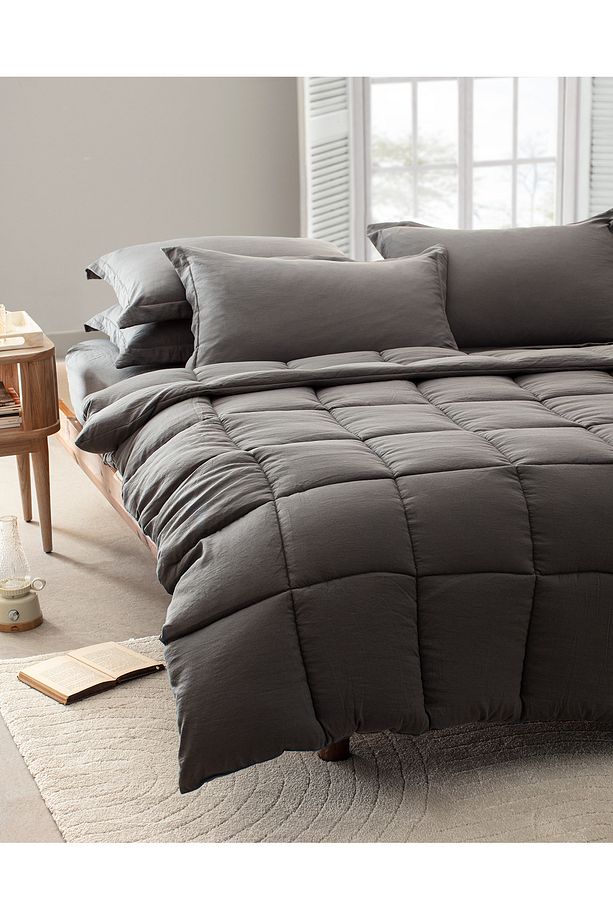 Mona Tek Kişilik Comforter Set - Antrasit - 2