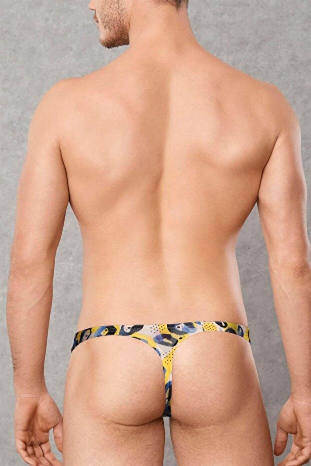 1404 Blue Leopard Desenli Erkek String - 2