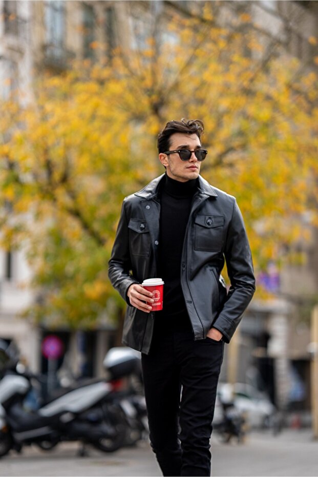 %100 Deri Cepli Ceket - 2