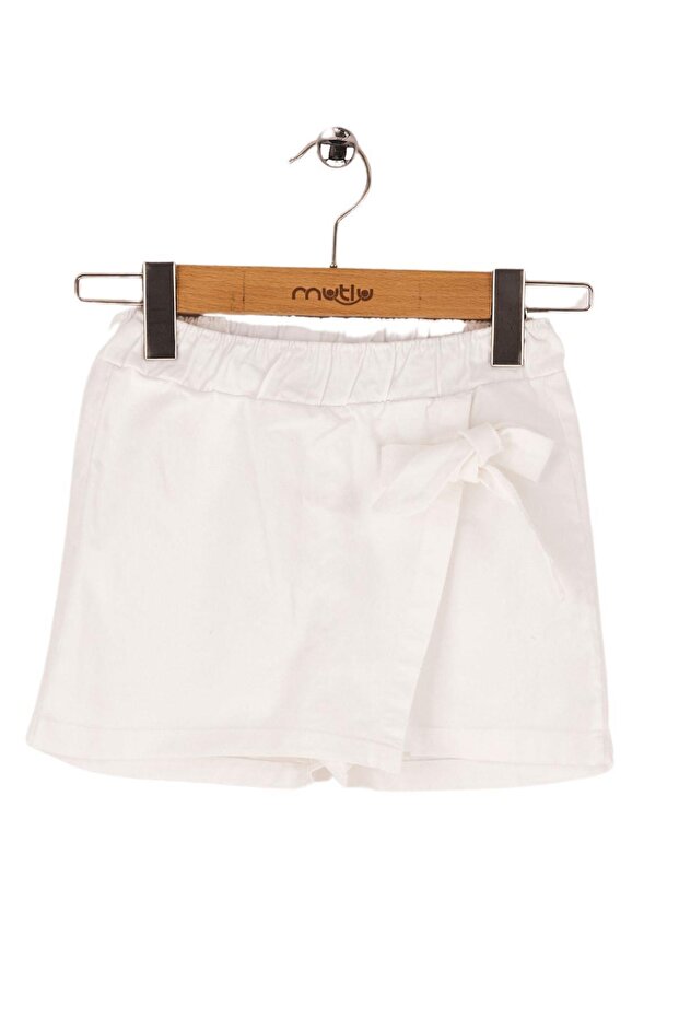 Girls' Gabardine Shorts Skirt with Bow