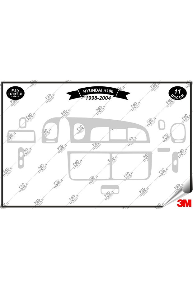 For Hyundai H 100 1998-2004 Glove Box Console Trim Chest Mahogany Finish Set 11 Pieces Silver