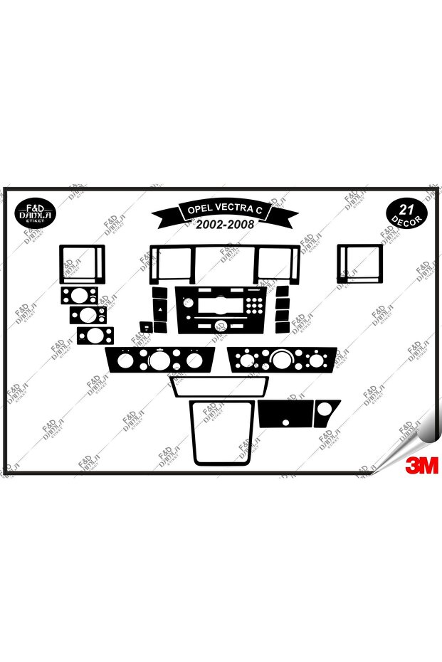 Opel vectra c 2002-2008 glove box console trim chest mahogany finish set 21 pieces black